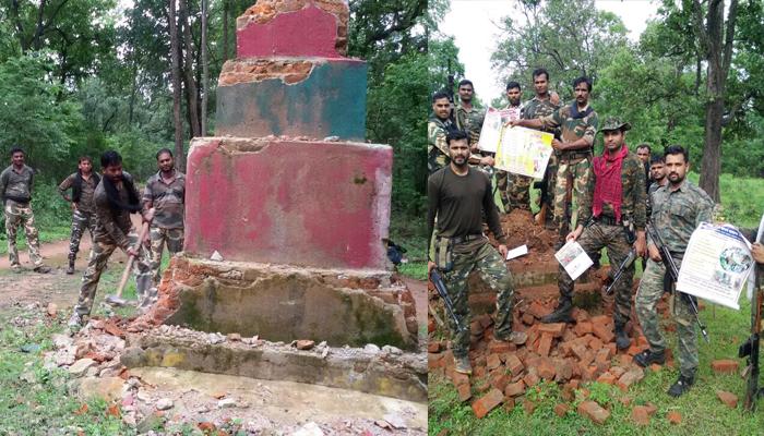 नक्षलविरोधी अभियान तीव्र, नक्षल स्मारक जमीनदोस्त 