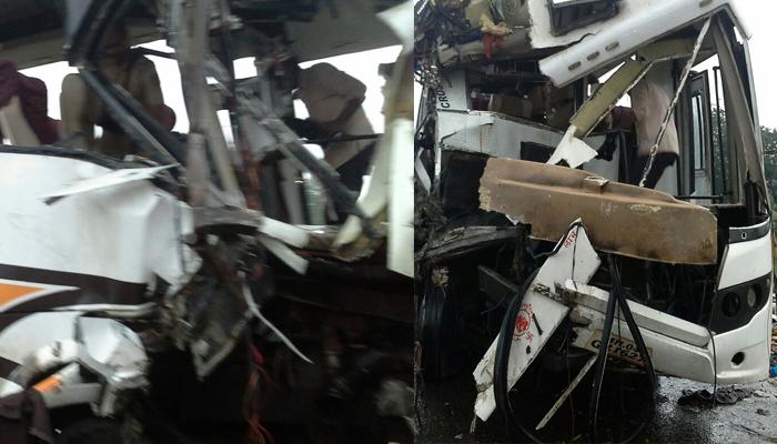 मुंबई - गोवा महामार्गावरील अपघातात २ ठार, १५ जखमी