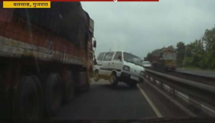 मुंबई-अहमदाबाद महामार्गावर विचित्र अपघात 