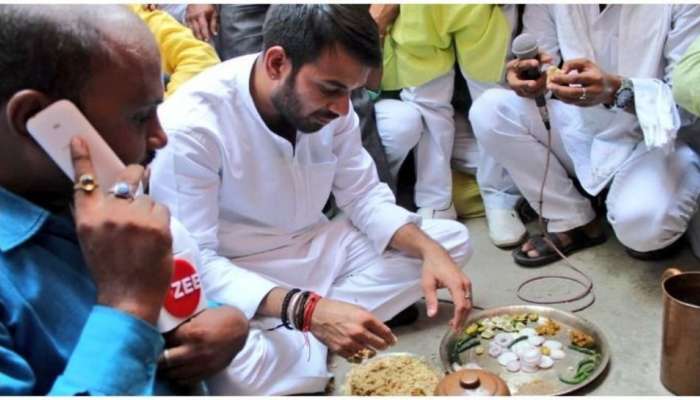 तेज प्रताप यादव यांनी गायीला विचारले, 'भाजपला हरवशील'?
