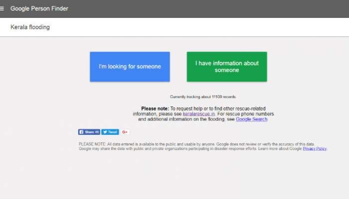 केरळमध्ये हरवलेल्या व्यक्तींना शोधण्यासाठी गुगलचा वापर