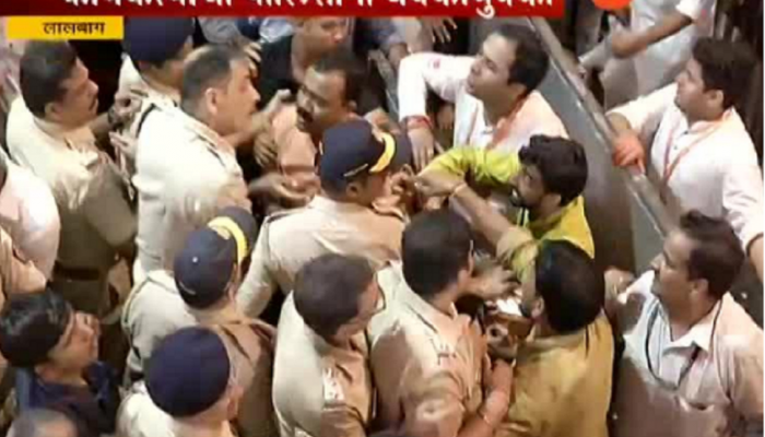 लालबाग राजाच्या कार्यकर्त्यांची मुजोरी, पोलिसांना धक्काबुक्की