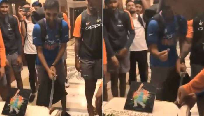 Video: विजयाचा उन्माद? भारतीय खेळाडूनं तलवारीनं केक कापला