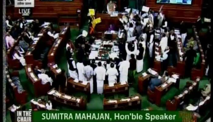  New Delhi Lok Sabha Opposition Ruckus Over Rafale Deal House Adjourned.