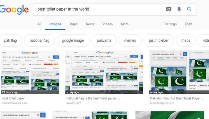 गुगल सर्चवर &#039;बेस्ट टॉयलेट पेपर&#039; सर्च केलं तर दिसतोय पाकिस्तानचा झेंडा
