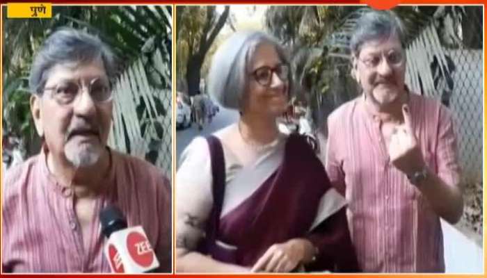 Pune Marathi Actor Amol Palekar And His Wife Sandhya Gokhle Casts Theirs Vote Update