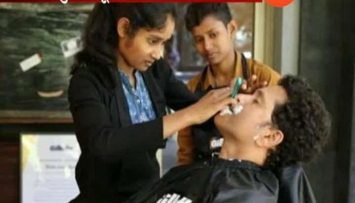 Sachin Tendulkar Gets A Shave From Babrbershop Girls Of Uttar Pradesh