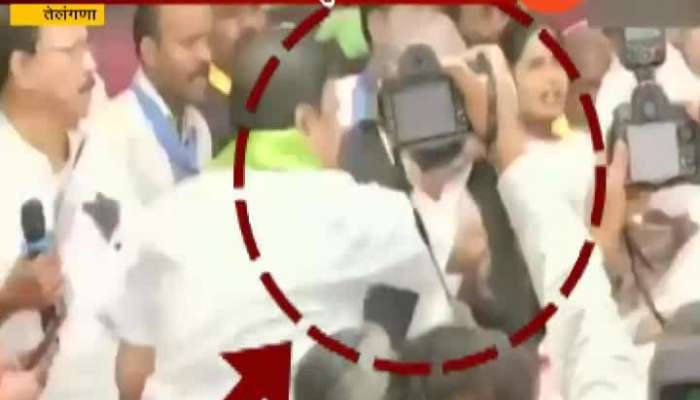 Telangana Congress Leaders Exchange Blows While Protesting Against KCR Govt