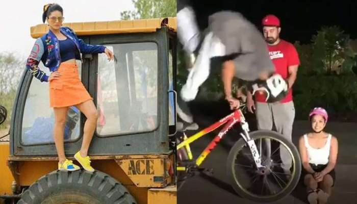 VIDEO : सनी लिओनीचा सायकल स्टंट व्हायरल