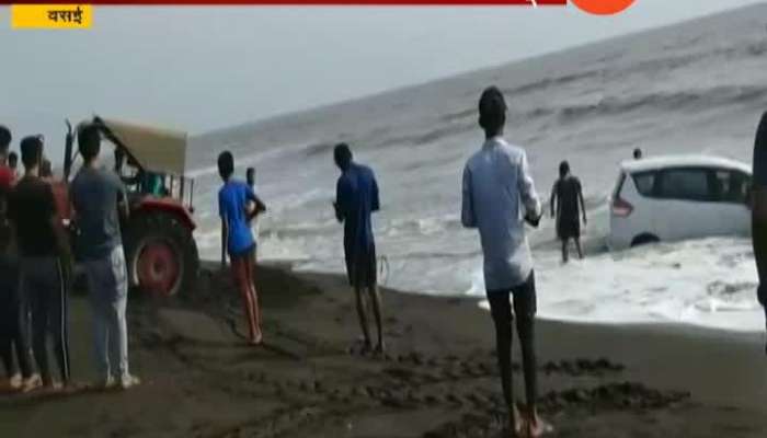 Vasai Car Floating On Sea Wave