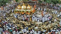 पार्थ पवार झाले तुकोबांचे भोई;काटेवाडीत पहिले रिंगण संपन्न
