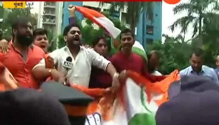 Karnataka politics congress supporters protest outside mumbai hotel
