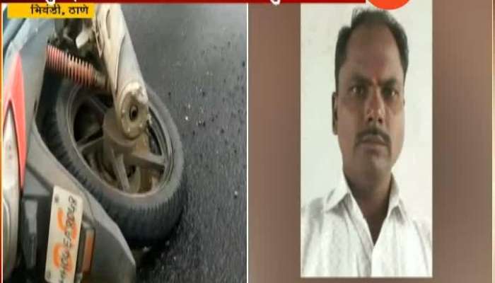 truck crushes bike rider to death bhivandi