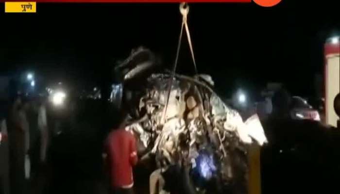 9 student die after car collided with a truck on pune solapur highway accident