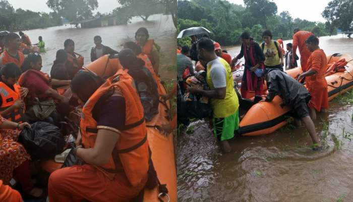 &#039;महालक्ष्मी एक्सप्रेस&#039;मध्ये मदतकार्य सुरु, NDRF, हेलिकॉफ्टर, बोटीनं बचावकार्य सुरू