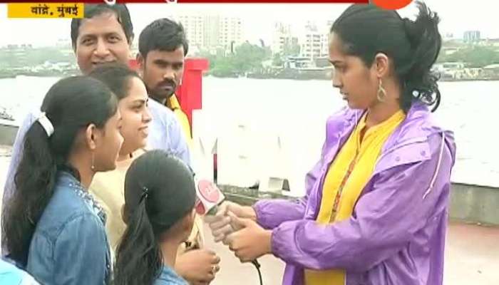 Mumbai Bandra Families Enjoying Rainfall