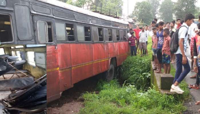 वाडा येथे एसटीचा अपघात, ५० विद्यार्थी जखमी