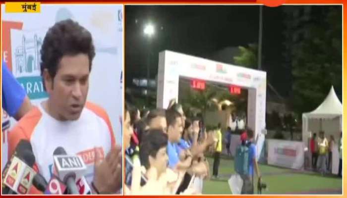 Sachin tendulkar Flags on off Mumbai half Marathon