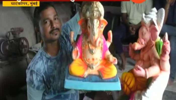 Mumbai Ghatkopar Artist In Finishing Touch To Eco Friendly Ganesh Idol