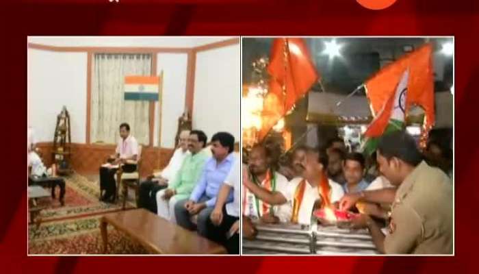 Pune Shiv Sena NCP And Congress Leraders Jointly Performing Aarti At Dagdusheth Halwai Ganpati Temple
