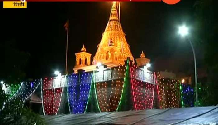 Shirdi Sai Baba Temple Decorated With Light For New Year