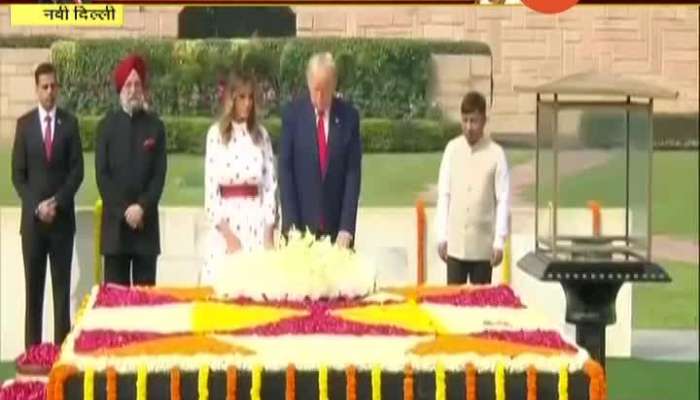 New Delhi Rajghat US President Trump Pay Tribute To Mahatma Gandhi