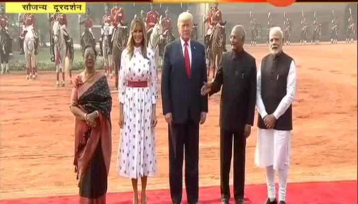 Us President Receive Gaurd Of Honour At Rashtrapati Bhavan