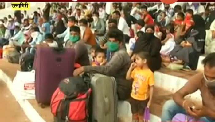 Ratnagiri Migrant Workers Gathered At Shivaji Stadium