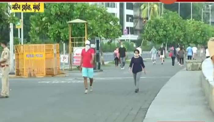 Mumbai,Marine Drive People Come For Jogging In Morning