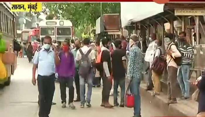 Mumbai,Sion Crowd At BEST Bus Stop