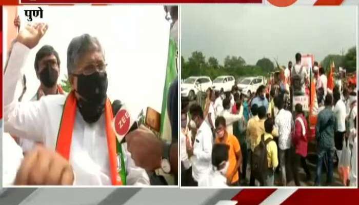 Pune BJP Leader Chandrakant Patil Tractor Rally In Support Of Farm Bill