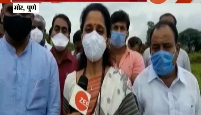 Pune Bhor NCP MP Supriya Sule Visited And Review Farms And Crops Destroyed From Heavy Rain