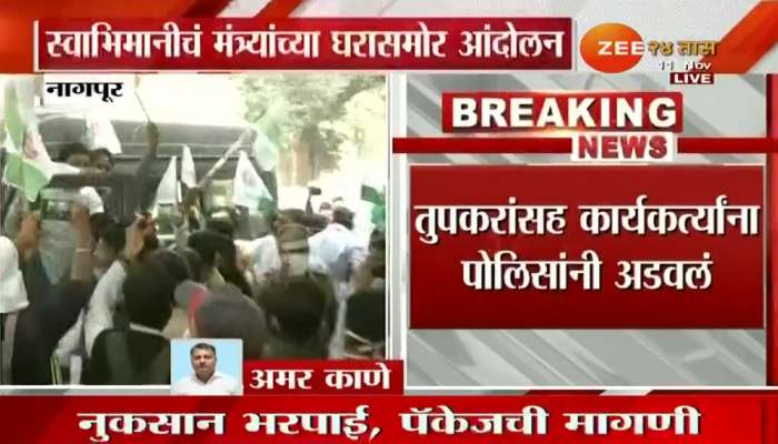 स्वाभिमानी शेतकरी संघटनेचे नितीन गडकरी यांच्या घरासमोर आंदोलन 