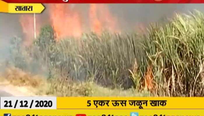 Satara Faltan Fire From Short Circuit In Sugarcane Farm