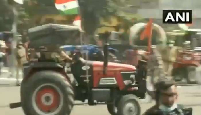 Farmers Protest :..त्याने भरधाव वेगातील ट्रॅक्टर पोलिसांच्याच अंगावर घातला