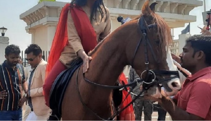 womens day : महिला आमदाराला घोडा Gift, थेट घोड्यावर विधानसभेत