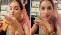 Nora Fatehi ने नवरी बनुन घेतला चीज सॅन्डविचचा आनंद ,पाहा व्हिडू