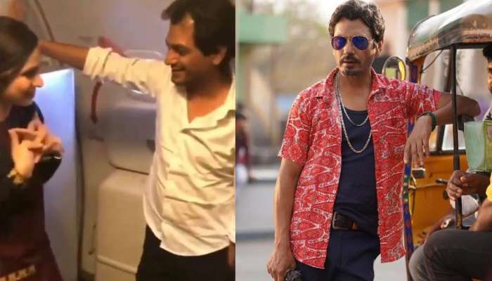 Nawazuddin Siddiqui  एअर होस्टेससोबत फ्लर्ट करताना कॅमेऱ्यात कैद : Video 