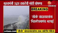 मुख्यमंत्री उद्धव ठाकरे यांची मोठी घोषणा, चक्रीवादळ नुकसान 250 कोटी