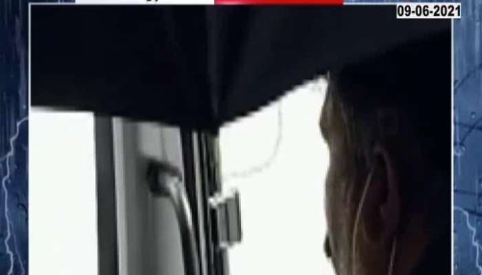 Mumbai Best Bus Driver Holding Umbrella Inside Bus For Leakage