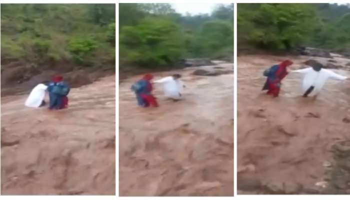 VIDEO : नदीही अडवू शकली नाही रस्ता; लसीकरणासाठी हेल्थ वर्करची जिद्द 