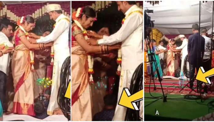 Viral Video : भरमंडपात लग्नात नव्या जोडप्यात जेव्हा तिसरा येतो..... 
