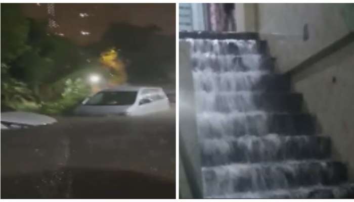 कांदिवलीत पार्किंगमधील 400 गाड्या पाण्याखाली तर बीडीडीत धबधबा... : VIDEO 