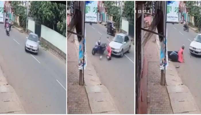 Viral Video : अचानक अशी कार वळवली आणि दुचाकी तरुणीची धडक बसली.... पुढे जे झाले ते पाहा