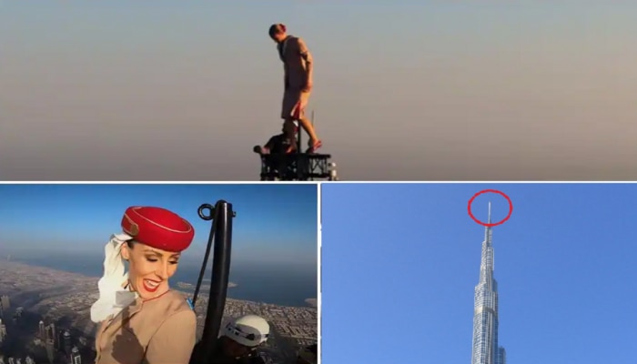 Video : बाबो....! आज मै उपर, आसमाँ नीचे...; Burj Khalifa च्या टोकावर जाऊन &#039;या&#039; महिलेची कमाल