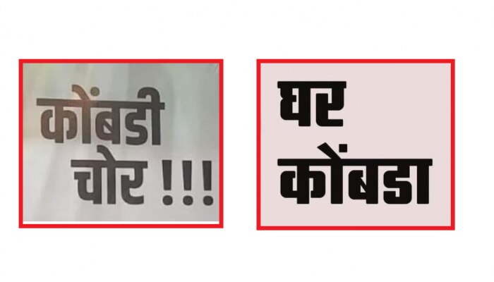 पाहा कुणाला म्हणतायत &#039;&#039;कोंबडी चोर&#039;&#039;, तर कुणाला &#039;&#039;घर कोंबडा&#039;&#039;? - भाजपा शिवसेनेत पोस्टरवार