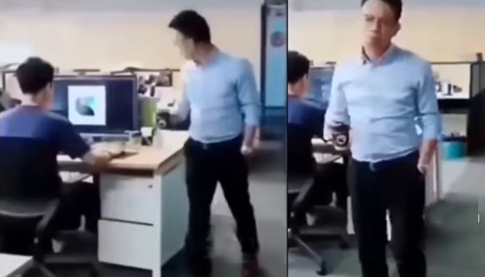 ऑफिसमध्ये चोरुन कर्मचारी खेळत होता गेम... बॉसने पाहताच असं बनवलं मुर्ख, पाहा व्हिडीओ