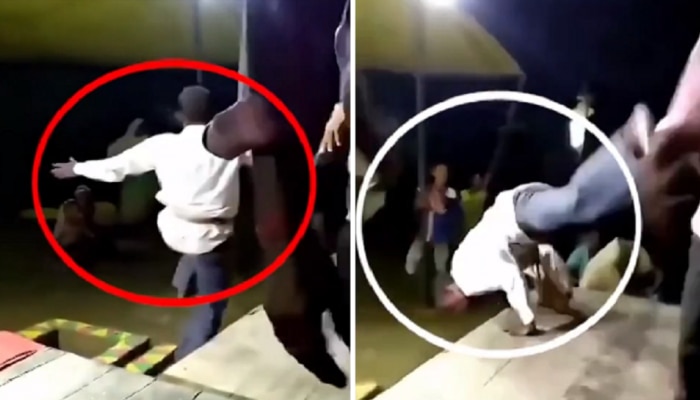 डान्स करता-करता स्टेजवरुन तोंडावर पडला हा व्यक्ती, पुढे काय घडलं पाहा व्हायरल व्हिडीओ