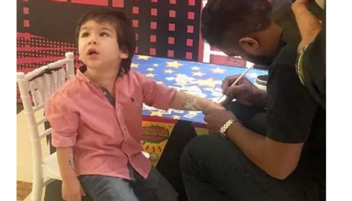  taimur ali khan च्या हातावर मुलीच्या नावाचा टॅटू