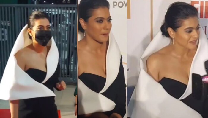 गाडीचं कव्हर अंगावर घेऊन अवॉर्ड शोमध्ये पोहोचली Kajol?